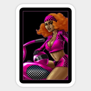 Pink Race Rider Sticker